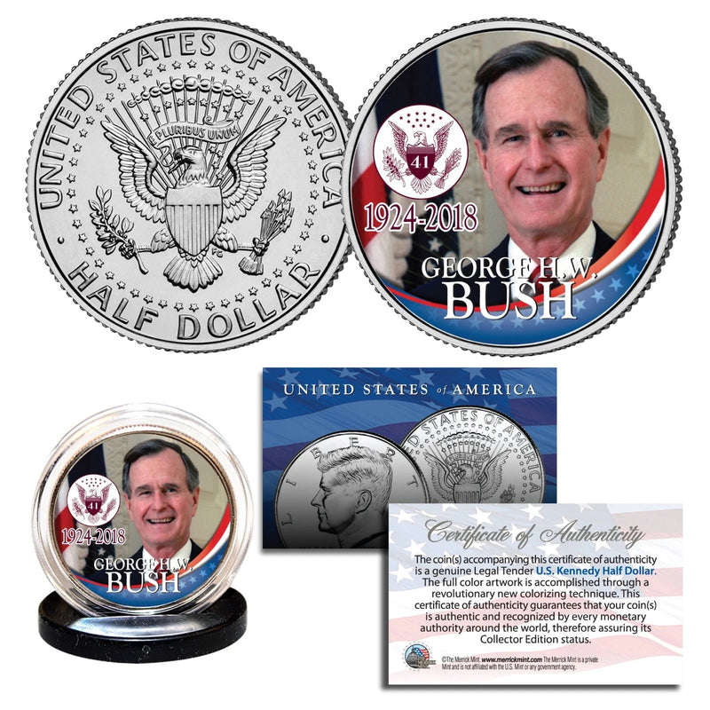 GEORGE H.W. BUSH 41st President 1924-2018 Commemorative JFK Half Dollar Coin-1