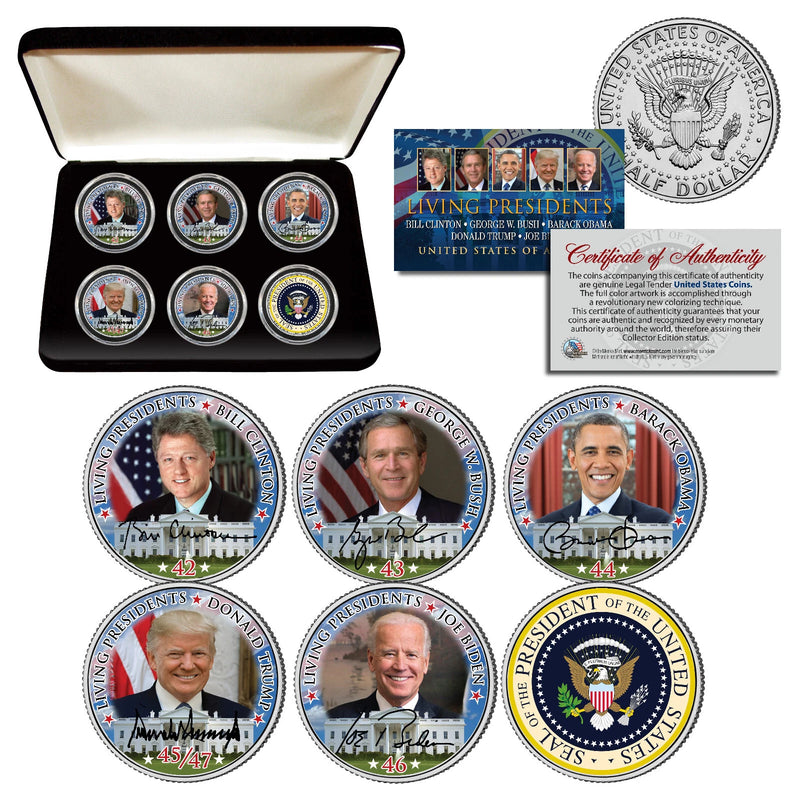 2025 LIVING PRESIDENTS Signature JFK Half Dollars 5-Coin Set & Bonus Coin w/ BOX-1