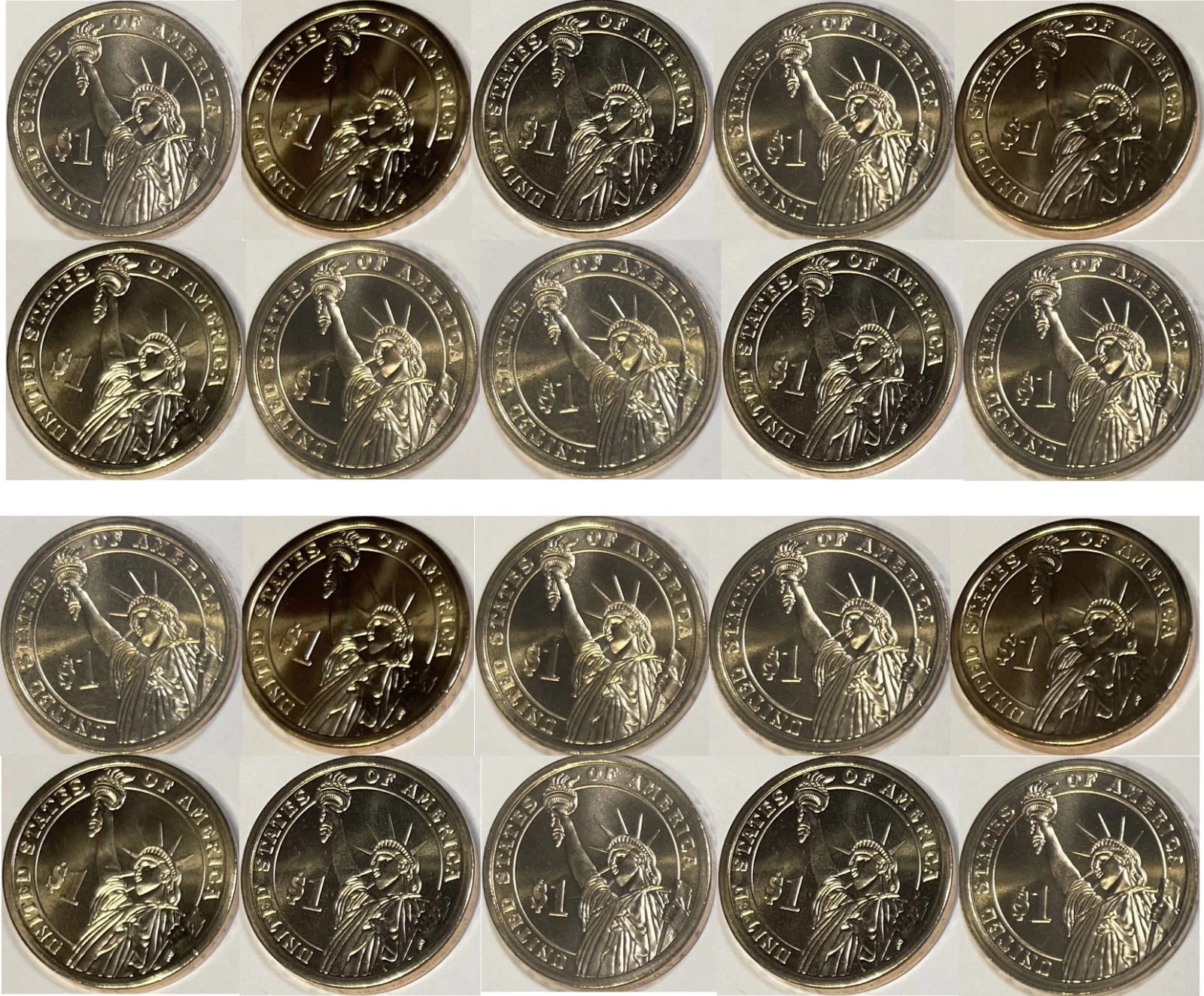 2007 Washington Presidential Dollar 20 Coin PD Mint Set Satin Roll (10P/10D)-1