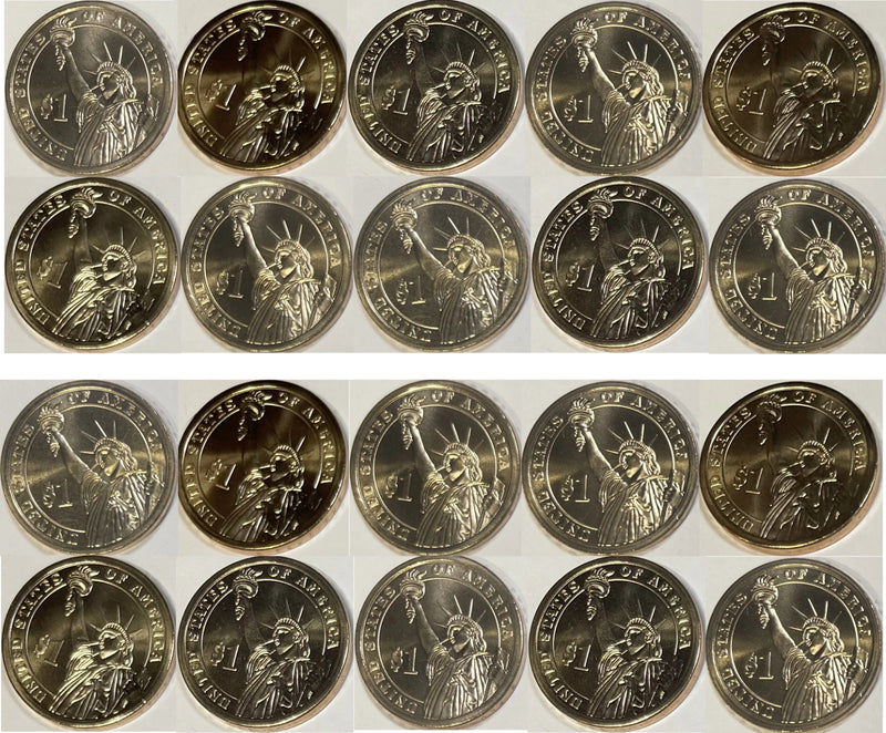 2007 Washington Presidential Dollar 20 Coin PD Mint Set Satin Roll (10P/10D)-1