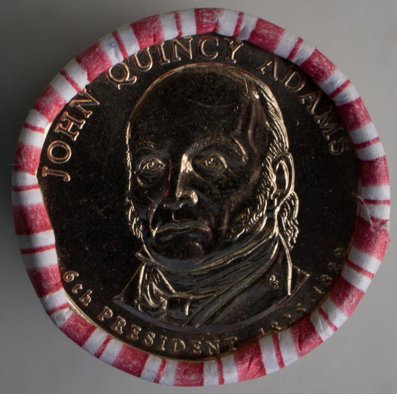 2008 P John Quincy Adams Uncirculated One Dollar 25 Golden Coin Roll $1-1