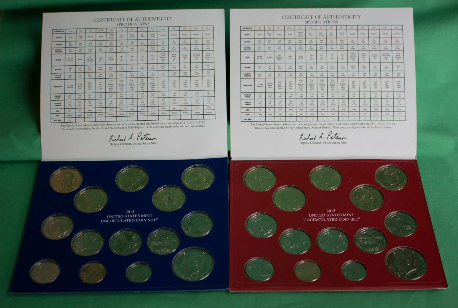 2015 ANNUAL US Mint Uncirculated Coin Set P and D Minted 28 Coins with COA-1