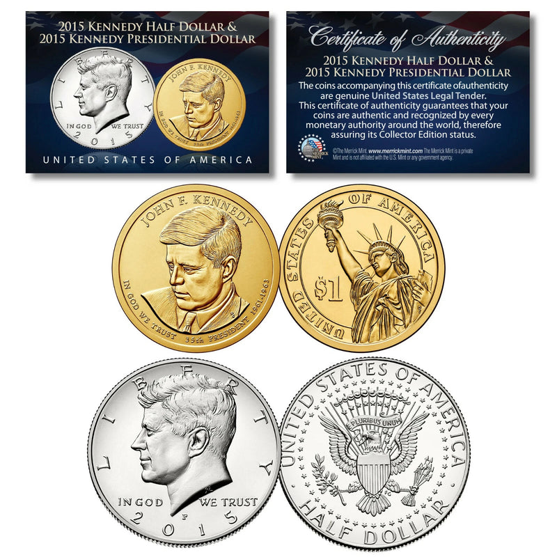 JOHN F KENNEDY 2-Coin Set 2015 JFK Presidential $1 & 2015 JFK Half Dollar P MINT-1