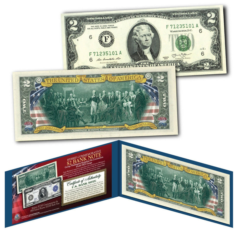 1918 Washington Resigning His Commission $5000 FRN designed on Modern $2 US Bill-1