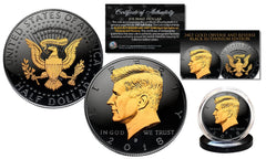 Black RUTHENIUM 2025 JFK Half Dollar U.S. Coin w/ 2-SIDED 24K Gold (Denver MINT)-1