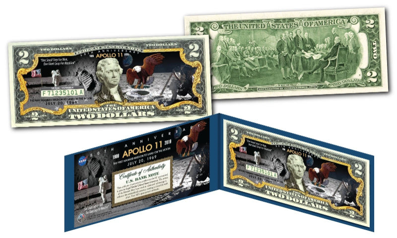 APOLLO 11 NASA Moon Landing 50th ANNIVERSARY Official Legal Tender $2 U.S. Bill-1