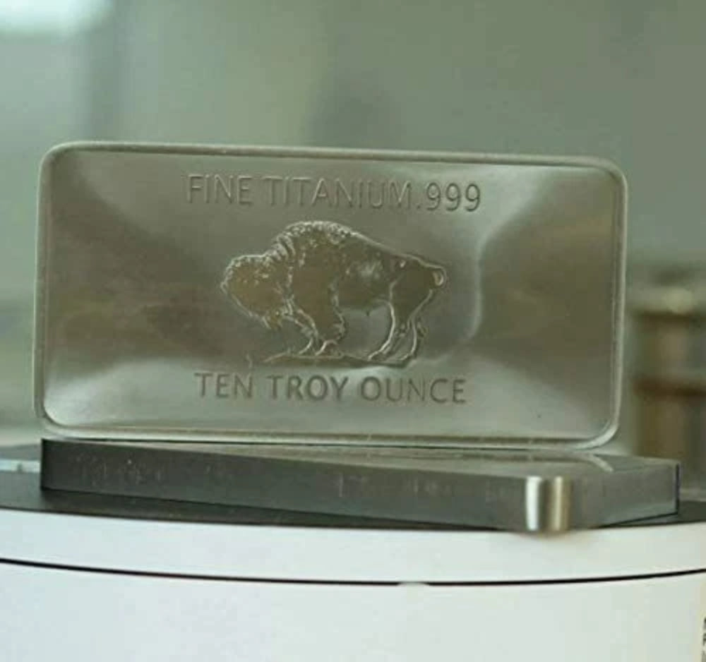 1 barra de titanio Buffalo de 10 onzas, elemento de titanio fino .999, uno a diez onzas-1