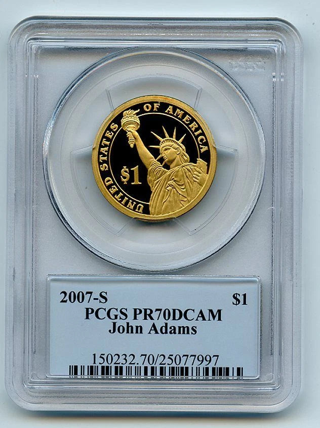 2007 S $1 John Adams Dollar PCGS PR70DCAM-1