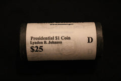 2015-D Lyndon B. Johnson Presidential $1 Coin Roll of $25 Unc US Mint BU Roll-1