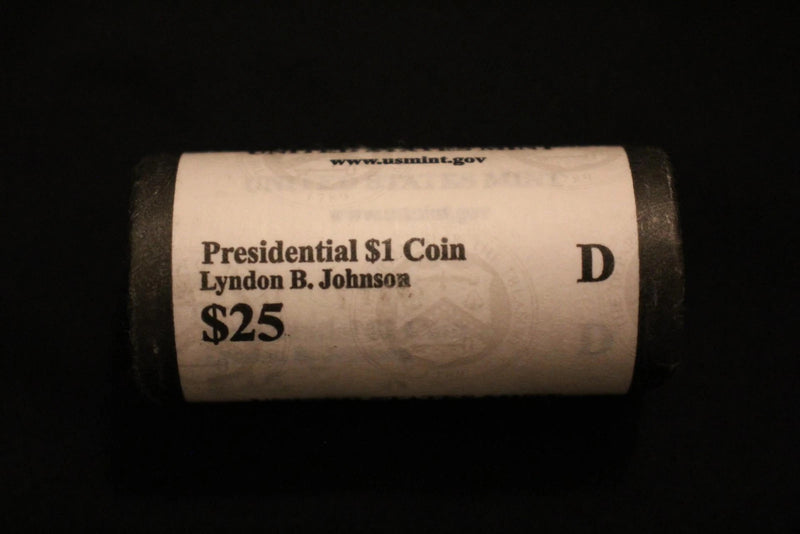 2015-D Lyndon B. Johnson Presidential $1 Coin Roll of $25 Unc US Mint BU Roll-1