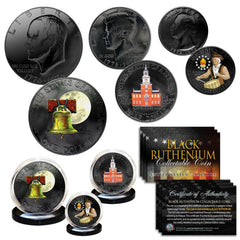 DUAL BLACK RUTHENIUM & COLOR 1976 Bicentennial US JFK / IKE / QUARTER 3-Coin Set-1