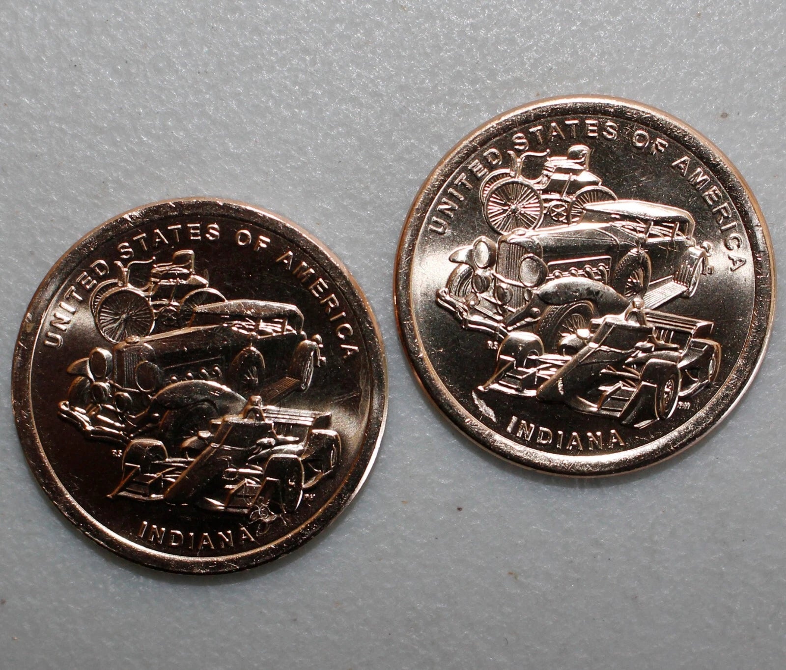 2023 P + D American Innovation Indiana Indy Race Car $1 Golden 2 Coin UNC Set-1