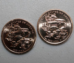 2023 P + D American Innovation Indiana Indy Race Car $1 Golden 2 Coin UNC Set-1