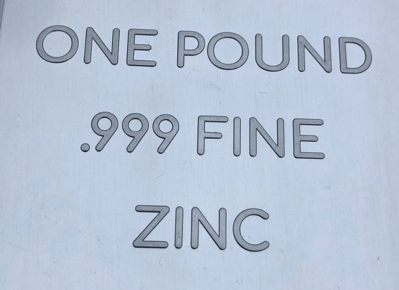 1 (One) Pound .999 Zinc Bullion Bar By Unique Metals-1