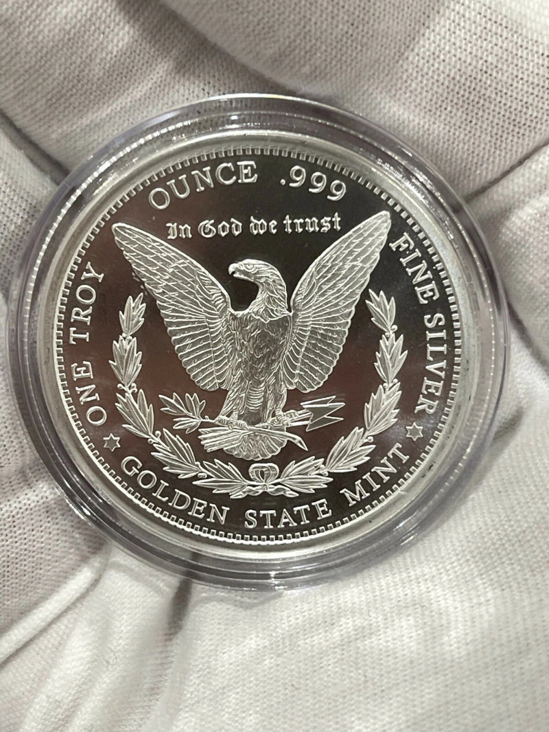 LOTE DE 2 Dólares de Plata Morgan Redondos de 1 oz Troy .999 Plata Sólida Fina **especial**-2