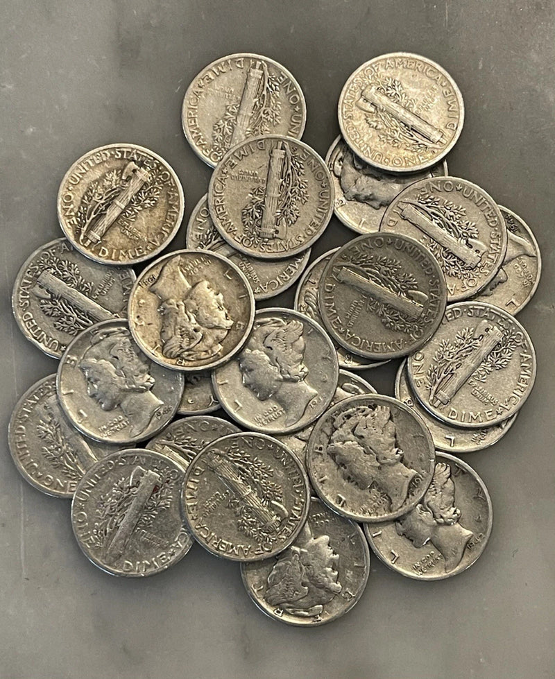 [Lot of 25] 90% Junk Silver Mercury Dimes 1/2 Roll - Choose How Many Lots of 25-1