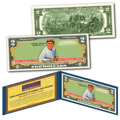 BABE RUTH 1933 Goudey #181 (Green) Yankees iconic Card Art on Genuine $2 US Bill-1