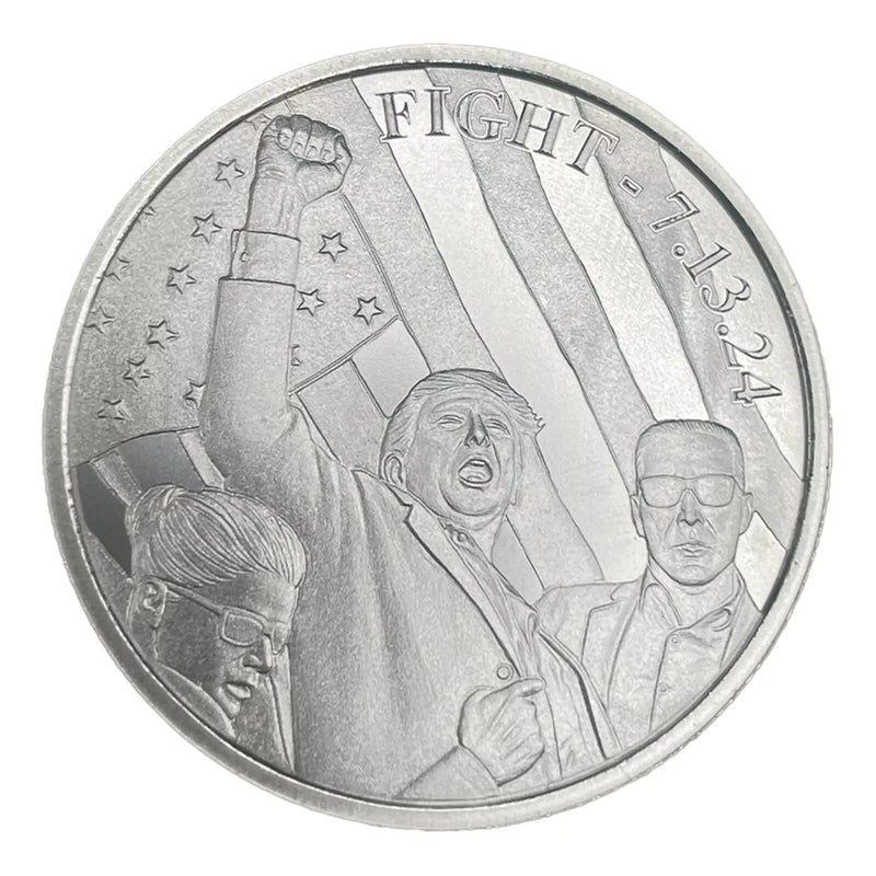 1 Oz .999 Fine Silver TRUMP " Trump fight, fight" Coin Limited Edition-1
