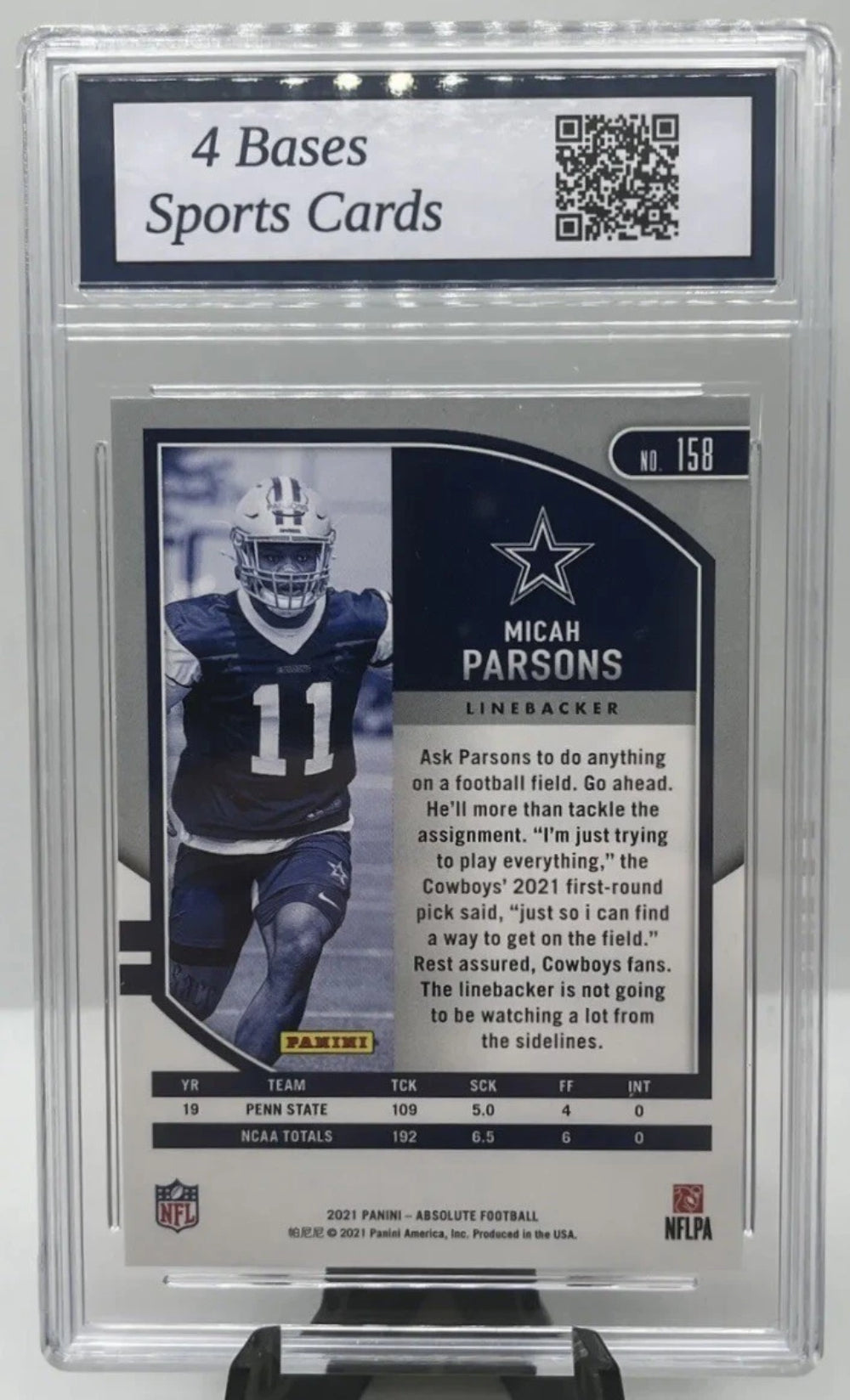 2021 Panini Absolute Micah Parsons Dallas Cowboys Rookie Card #158 Mint 10!-1