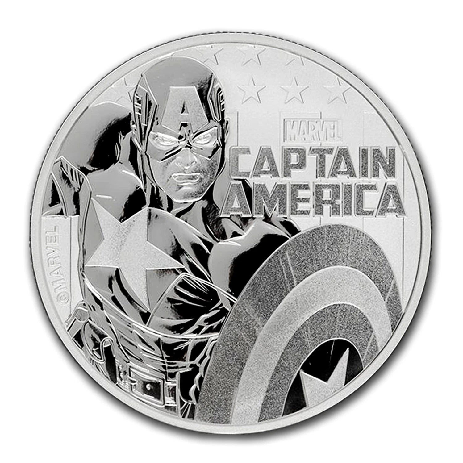 2019 Tuvalu $1 - 1 oz .9999 Plata Marvel Series Capitán América BU-1