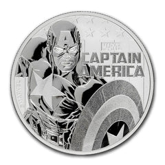 2019 Tuvalu $1 - 1 oz .9999 Plata Marvel Series Capitán América BU-1