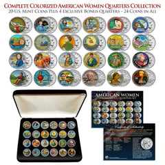 American Women Quarters Colorized 20-Coin Set + 4 Exclusive Bonus Coins with BOX-1