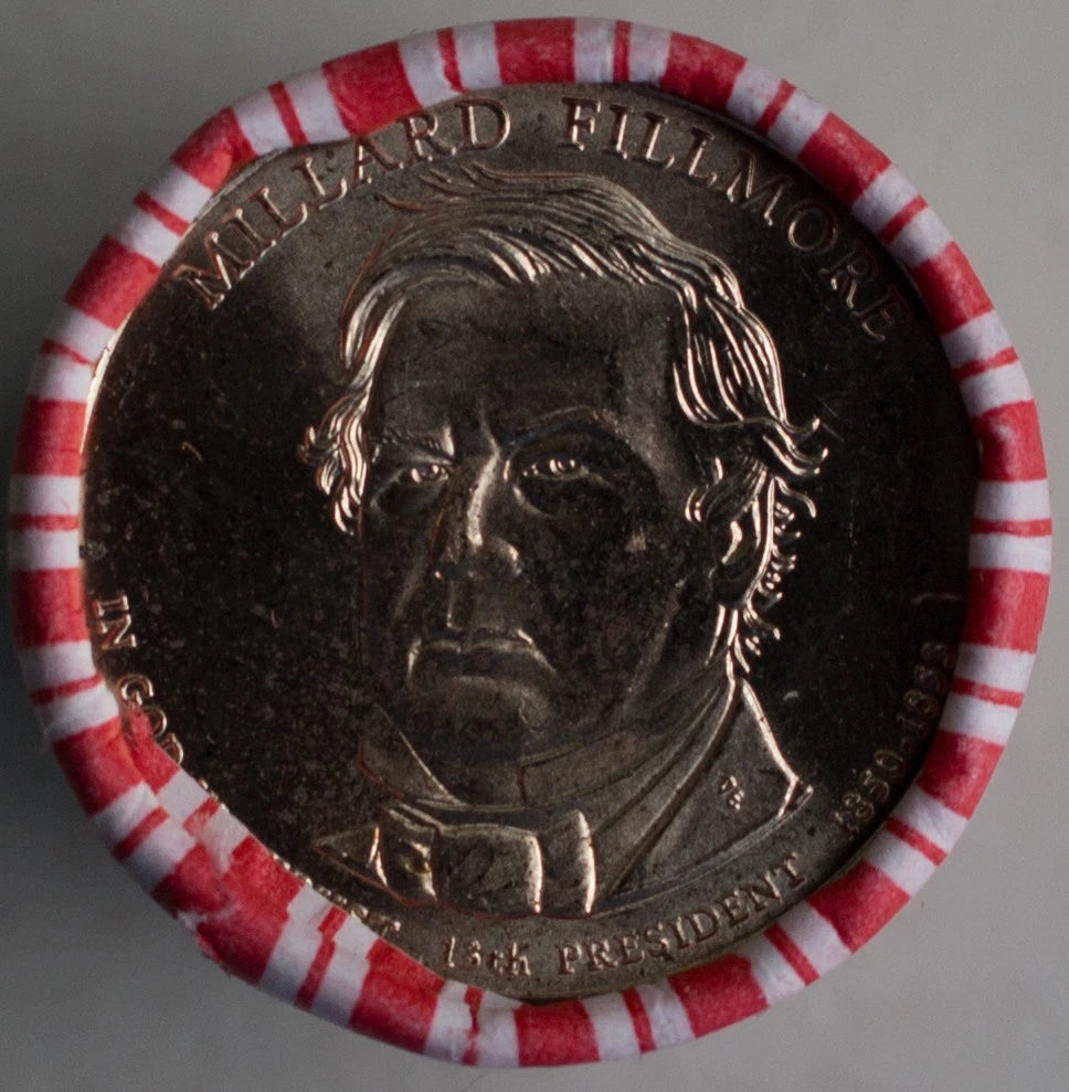 2010 P Millard Fillmore Uncirculated One Dollar 25 Golden Coin Roll $1-1