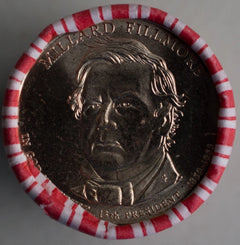 2010 P Millard Fillmore Uncirculated One Dollar 25 Golden Coin Roll $1-1