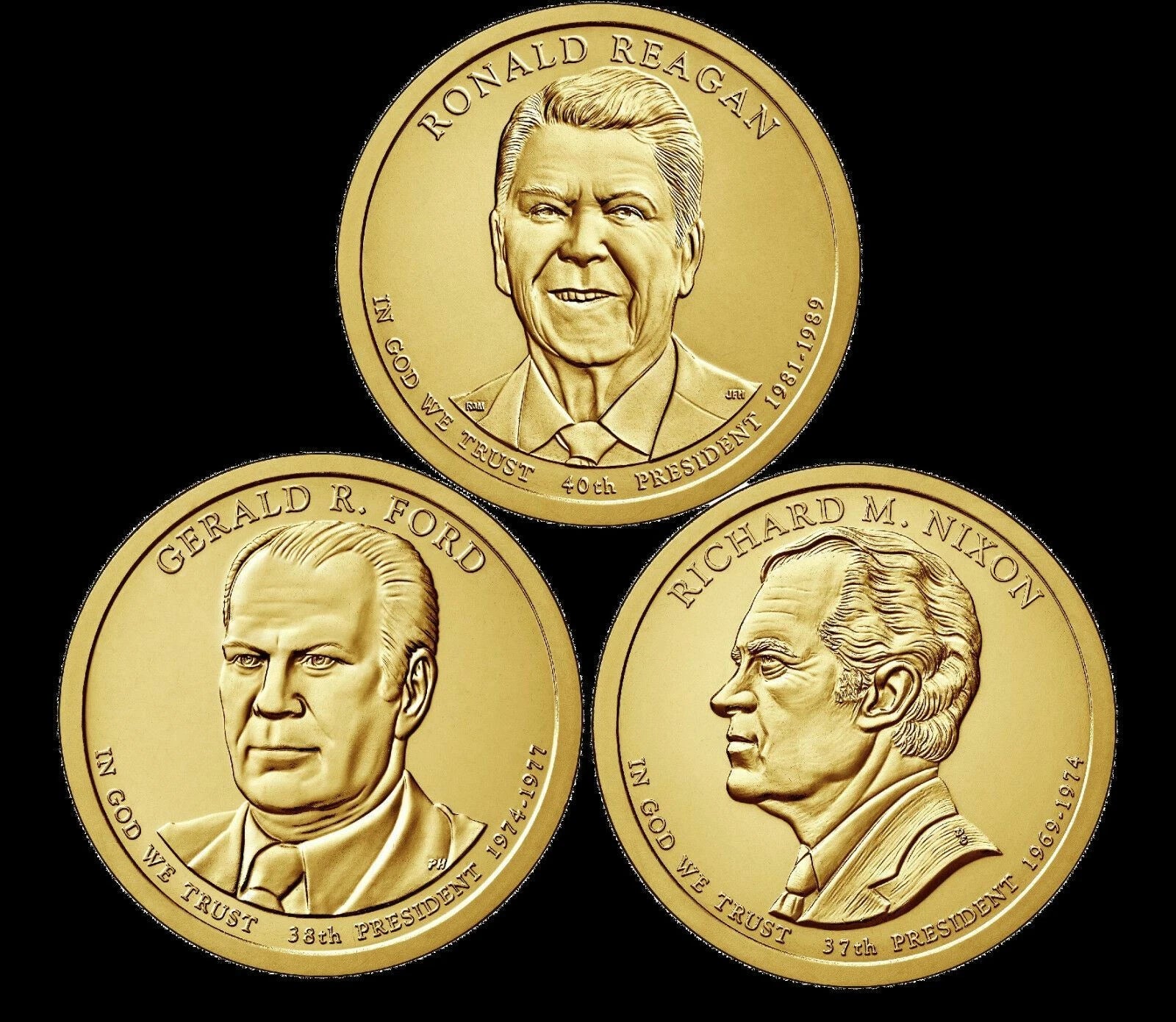 A 2016 Presidential Dollar THREE (3) Coin Set Brilliant Uncirculated BU Mint US-1