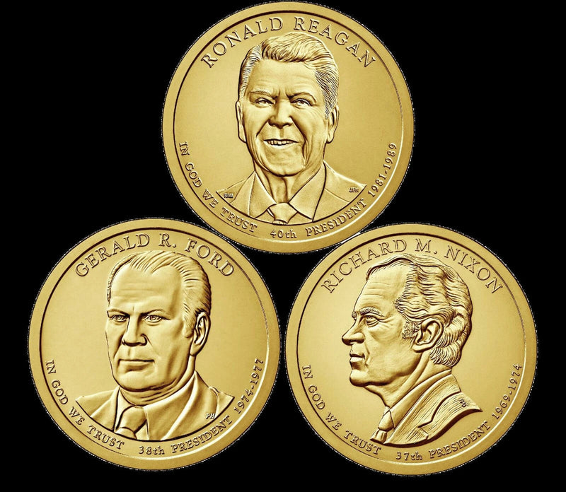 A 2016 Presidential Dollar THREE (3) Coin Set Brilliant Uncirculated BU Mint US-1