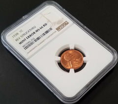 1938 Lincoln Cent certified Mint Error, Reverse Struck Thru, MS 66 RD by NGC!-1