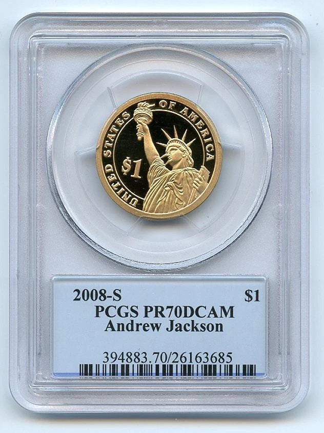 2008 S $1 Andrew Jackson Dollar PCGS PR70DCAM-1