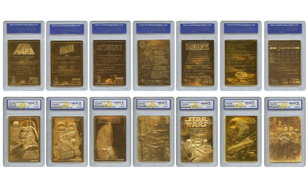 STAR WARS 1996 Genuine 23KT Gold Cards Graded GEM-MINT 10 - COMPLETE SET OF 7-1