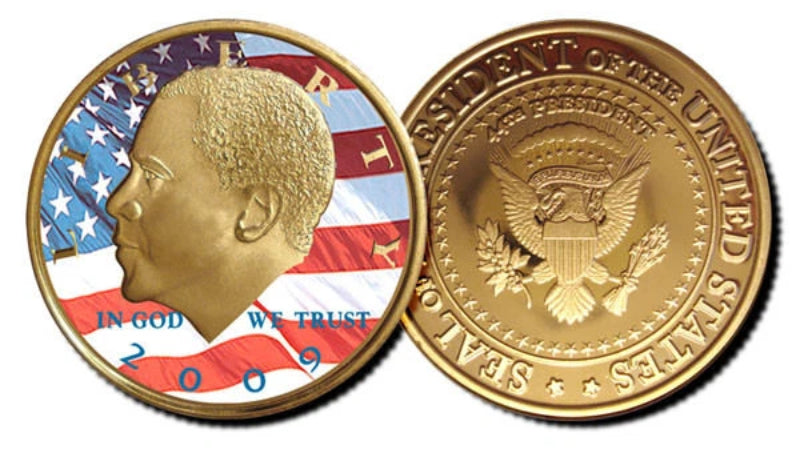 Lot of 4 BARACK OBAMA 2009 Commemorative Coin 24K Gold Plated plus 44-Card Set-2