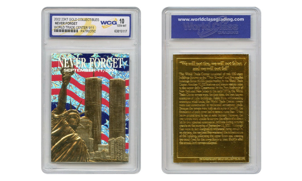 Patriotic World Trade Center 9/11 * Original * 23K Gold Card Graded GEM-MINT 10-1