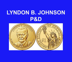 2015 P&D Pos A&B Presidential Lyndon B. Johnson BU Dollars from Rolls 4 COIN SET-1