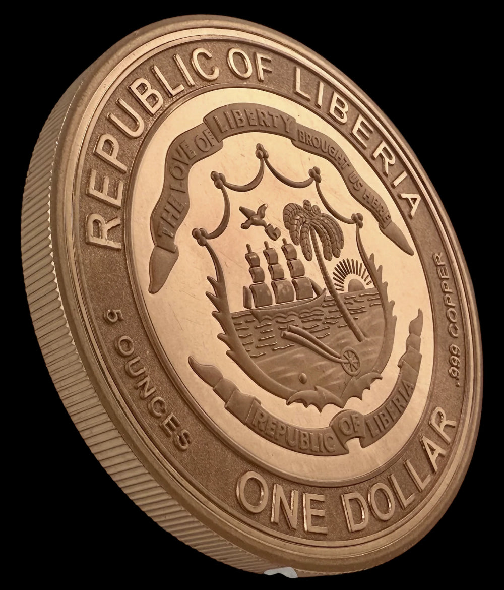 2026 Liberia Lunar Horse UHR Reverse Proof 5 oz Copper Coin w/ COA