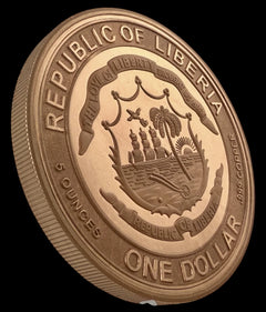 2026 Liberia Lunar Horse UHR Reverse Proof 5 oz Copper Coin w/ COA-2