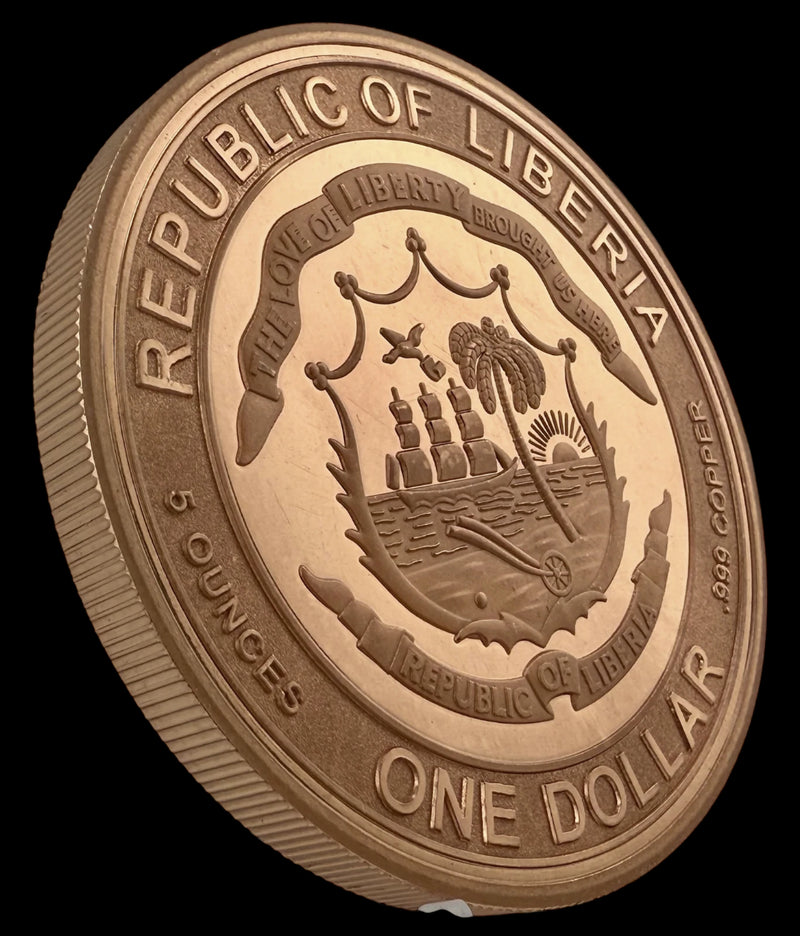 2026 Liberia Lunar Horse UHR Reverse Proof 5 oz Copper Coin w/ COA-2
