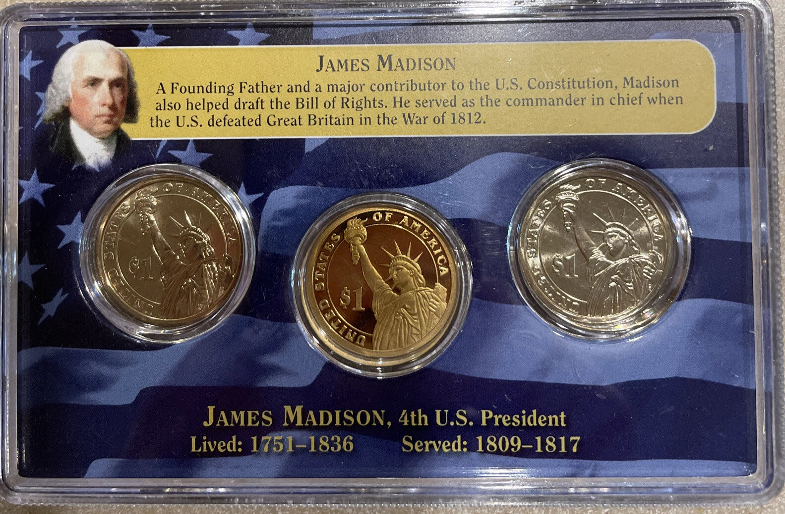 2007 PDS US Presidential $1 Dollars James Madison First Day Issue 3 Coin Set-1