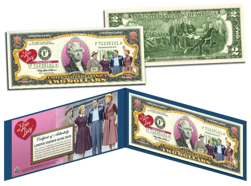 I LOVE LUCY Legal Tender U.S. $2 Bill *OFFICIALLY LICENSED* MUST SEE-1