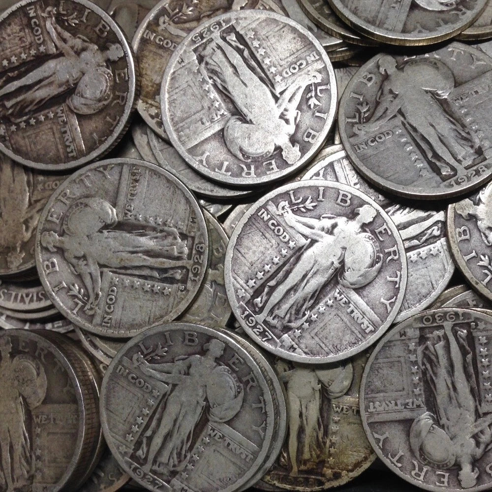 Lote de monedas de plata al 90 % de Standing Liberty Quarters, en circulación. ¡Elige cuántas!