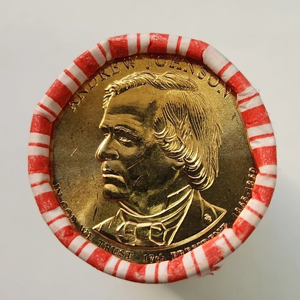 011 Andrew Johnson US Presidential Dollar Coin Sealed Roll $25