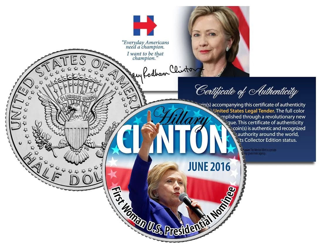HILLARY CLINTON First Woman U.S. Presidential Nominee 2016 JFK Half Dollar Coin-1