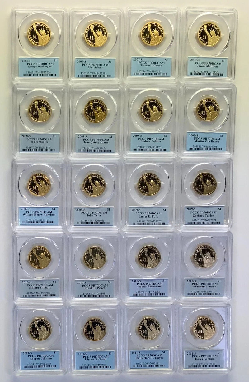 2007 - 2011 S First 20 Presidential $1 PCGS 70 Proof Dollar Set incl Lincoln-1