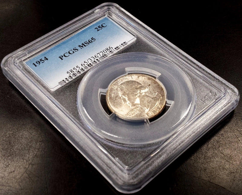 1954 Washington Quarter certified MS 65 by PCGS! Nicely toned!