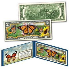 MONARCH BUTTERFLY Genuine Legal Tender Colorized U.S $2 Bill with Display & Cert-1