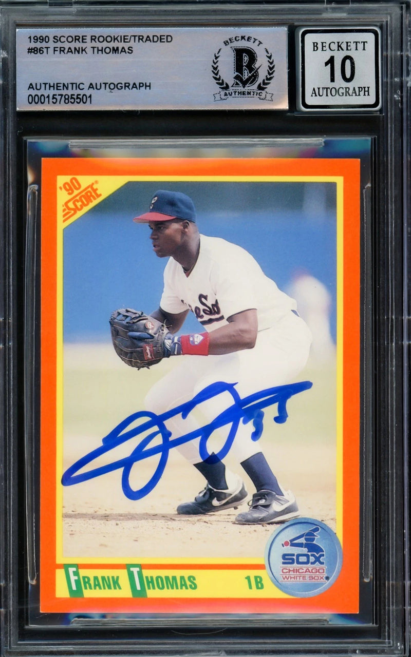 Frank Thomas firmó 1990 Puntuación Intercambiado RC 86T White Sox Auto GM 10 Beckett -1