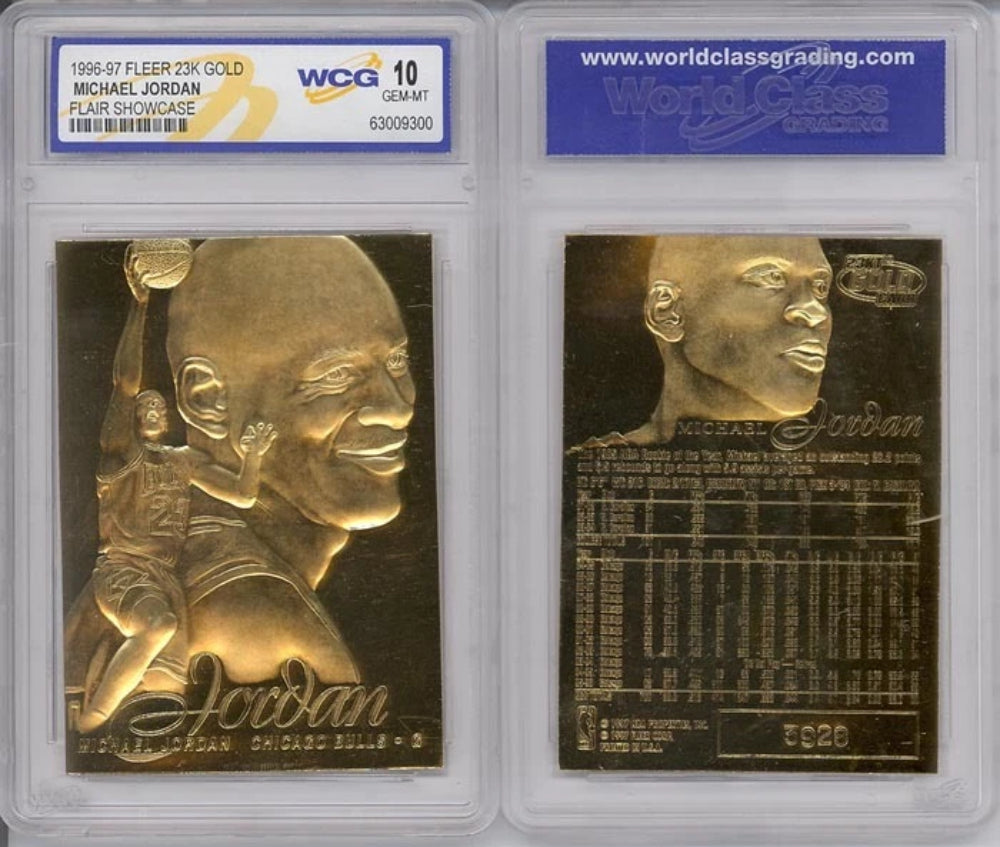 1996 MICHAEL JORDAN FLEER FLAIR Showcase 23K GOLD CARD - GEM MINT 10