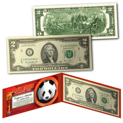Billete de 2 dólares estadounidenses con número de serie doble 88 de la suerte de Panda chino con folio rojo-1